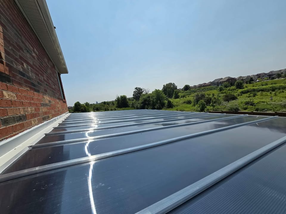 Polycarbonate panels installed on a roof